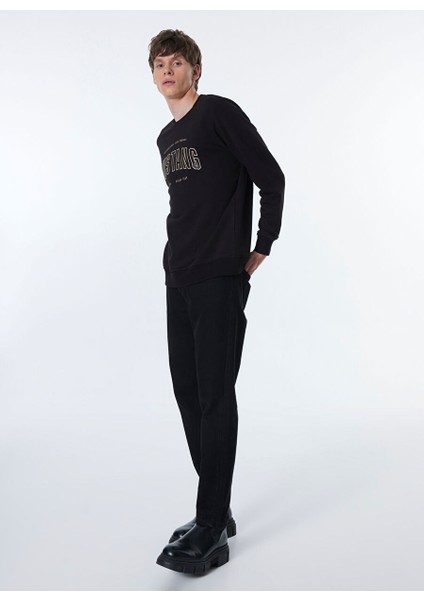 Siyah Erkek Bisiklet Basic Baskılı Sweatshirt M4WM-SWT-1981
