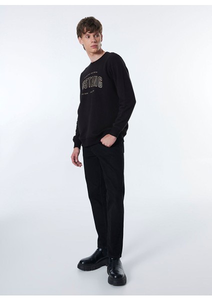 Siyah Erkek Bisiklet Basic Baskılı Sweatshirt M4WM-SWT-1981