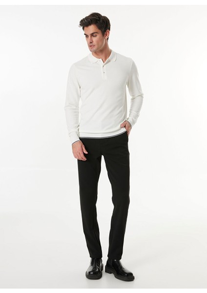 Ekru Erkek Polo Yaka Basic Sweatshirt F4WM-SWT 2709
