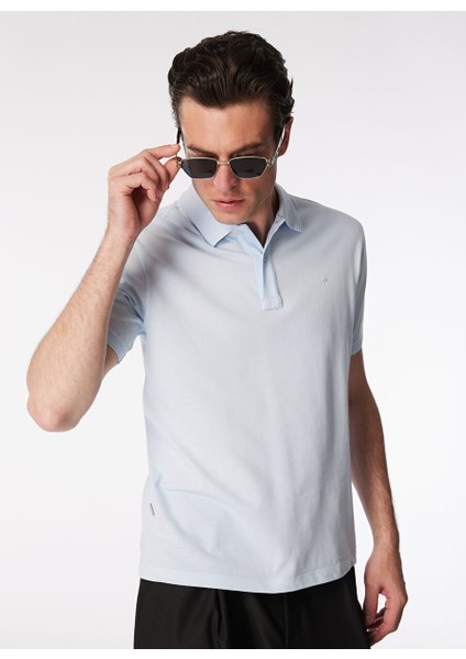 Düz Buz Mavisi Erkek Polo T-Shirt Sunny