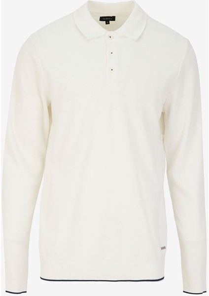 Ekru Erkek Polo Yaka Basic Sweatshirt F4WM-SWT 2709