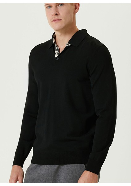 Siyah Erkek Düğmeli Slim Fit Düz Kazak 1091931 fırsatları