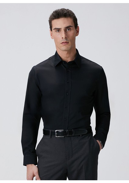 Siyah Erkek Klasik Slim Fit Gömlek 1091836