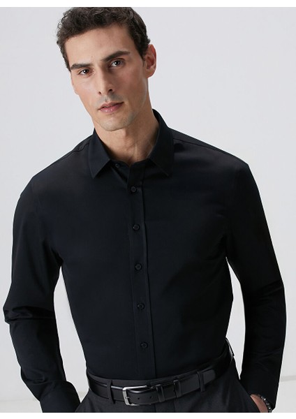 Siyah Erkek Klasik Slim Fit Gömlek 1091836