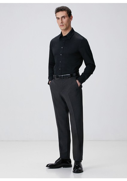 Siyah Erkek Klasik Slim Fit Gömlek 1091836