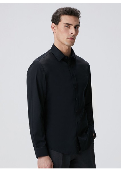 Siyah Erkek Klasik Slim Fit Gömlek 1091836
