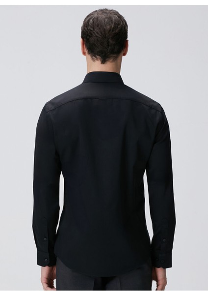 Siyah Erkek Klasik Slim Fit Gömlek 1091836