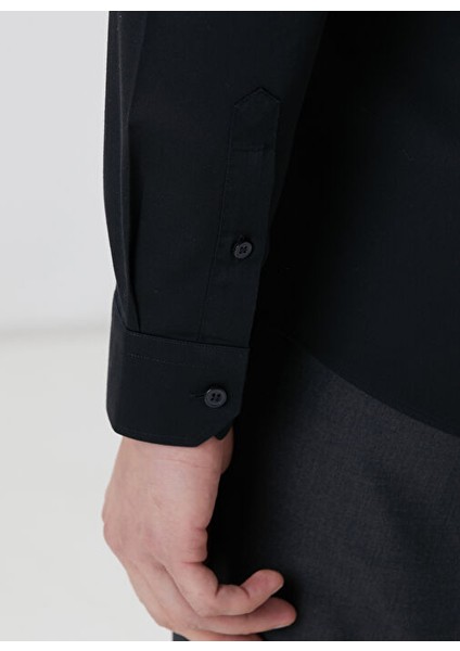 Siyah Erkek Klasik Slim Fit Gömlek 1091836