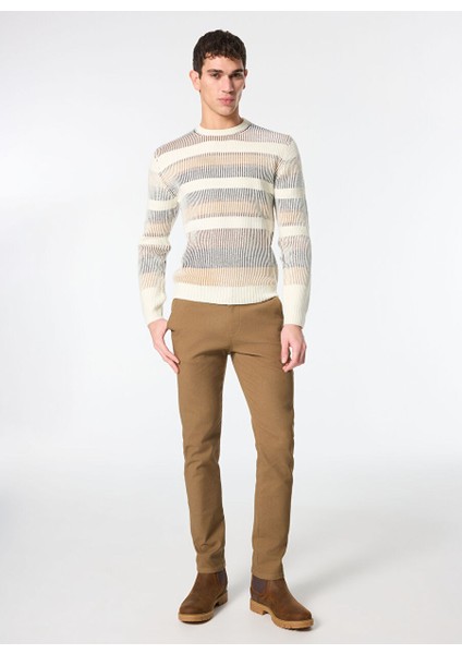 Ekru Erkek Bisiklet Slim Fit Kazak MI2878SS