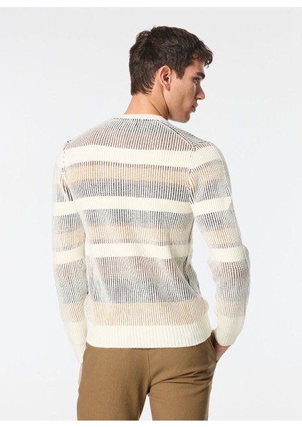 Ekru Erkek Bisiklet Slim Fit Kazak MI2878SS