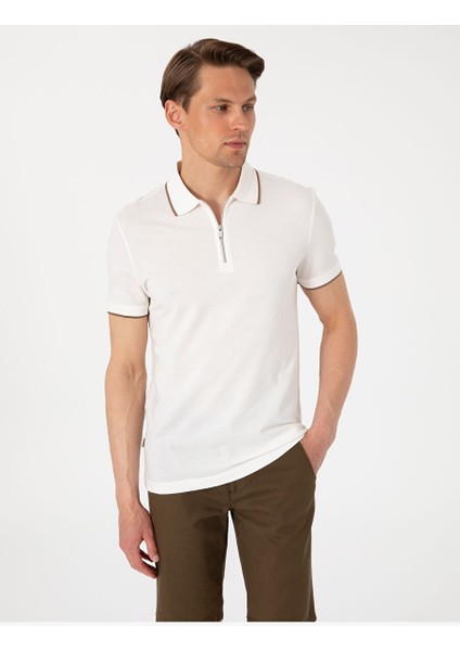 Ekru Slim Fit Polo Yaka Tişört modelleri