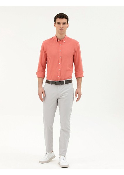 Normal Bel Normal Paça Slim Fit Açık Gri Erkek Pantolon Rıves