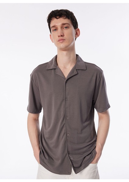 Gmg Fırenze Regular Fit Apaş Yaka Gri Erkek Gömlek GU24MSS02206