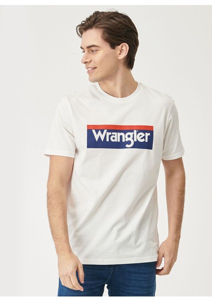 O Yaka Baskılı Kırık Beyaz Erkek T-Shirt W7H4D3737