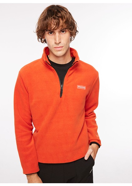 Kiremit Erkek Fermuarlı Yaka Standart Fit Polar Sweatshırt D3WM-SWT1