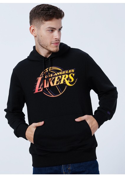 Kapüşon Yaka Siyah Erkek Sweatshırt 60284693-NBA Neon Fade Hoody Loslak