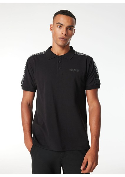 Desenli Siyah Erkek Polo T-Shirt 241V3A1604