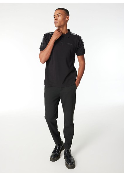 Desenli Siyah Erkek Polo T-Shirt 241V3A1604 fırsatları