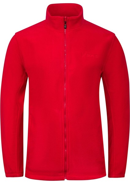Saka Tam Fermuarlı Erkek Polar Sweatshirt Kırmızı