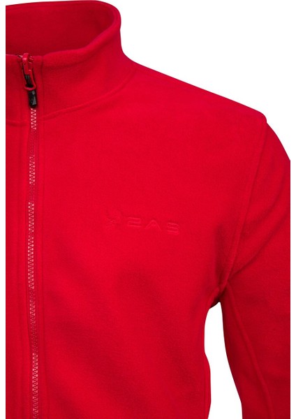 Saka Tam Fermuarlı Erkek Polar Sweatshirt Kırmızı