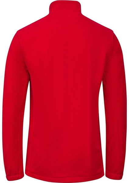 Saka Tam Fermuarlı Erkek Polar Sweatshirt Kırmızı