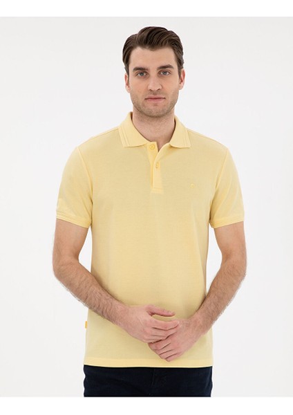 Açık Sarı Slim Fit Basic Tişört
