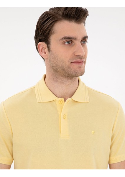 Açık Sarı Slim Fit Basic Tişört