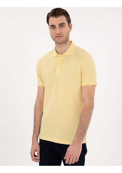 Açık Sarı Slim Fit Basic Tişört