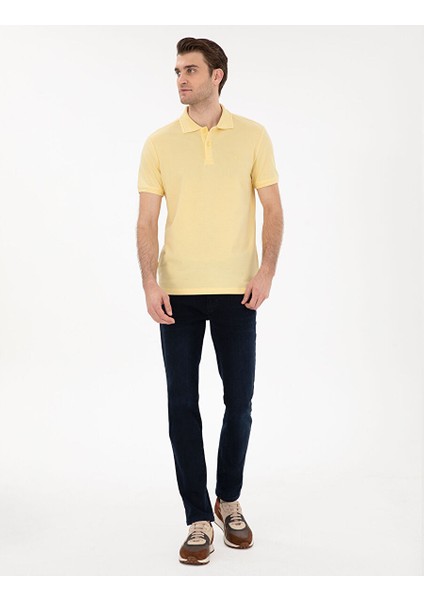 Açık Sarı Slim Fit Basic Tişört