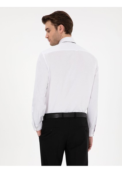 Beyaz Slim Fit Uzun Kollu Basic Gömlek