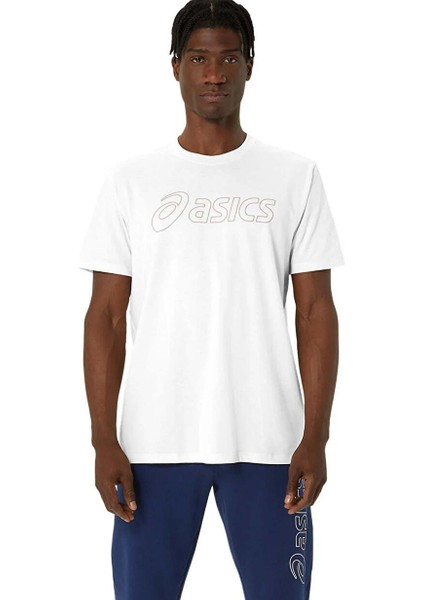 2031E188-101 Asıcs Logo Ss Tee Beyaz Erkek Yuvarlak Yaka Normal Kalıp T-Shirt