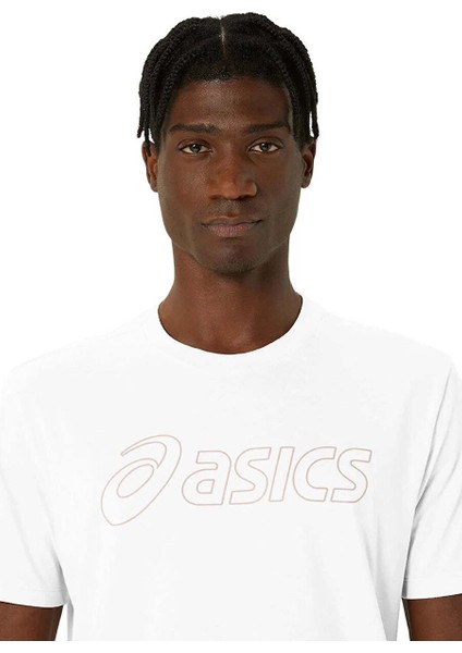 2031E188-101 Asıcs Logo Ss Tee Beyaz Erkek Yuvarlak Yaka Normal Kalıp T-Shirt