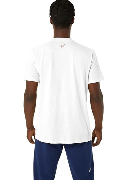 2031E188-101 Asıcs Logo Ss Tee Beyaz Erkek Yuvarlak Yaka Normal Kalıp T-Shirt