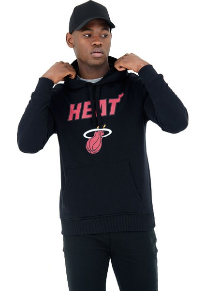 Kapüşonlu Normal Kalıp Düz Siyah Erkek Sweatshirt - Team Logo Po Hoody Miahea Blk