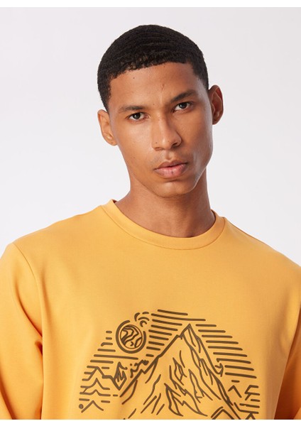 Turuncu Bisiklet Yaka Relaxed Fit Erkek Sweatshirt DS4M-SWT3237