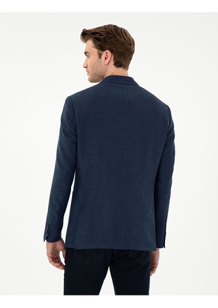 Lacivert Slim Fit Keten Karışımlı Ceket indirimleri