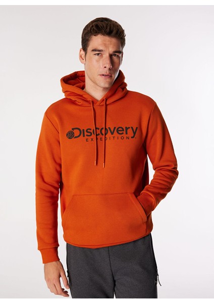 Kiremit Erkek Kapüşon Relaxed Baskılı Sweatshirt D4WM-SWT3223