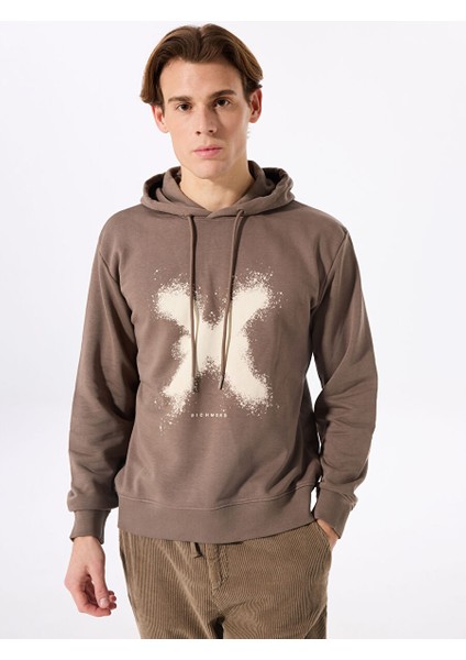 Kahve Erkek Kapüşon Regular Fit Sweatshirt UMA24070FE