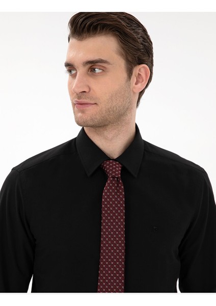 Siyah Slim Fit Uzun Kollu Basic Gömlek
