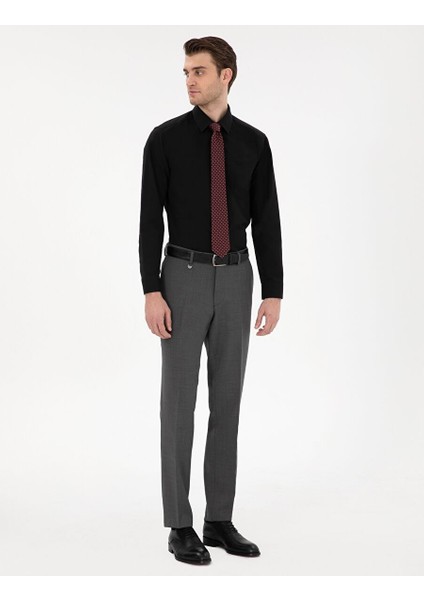 Siyah Slim Fit Uzun Kollu Basic Gömlek