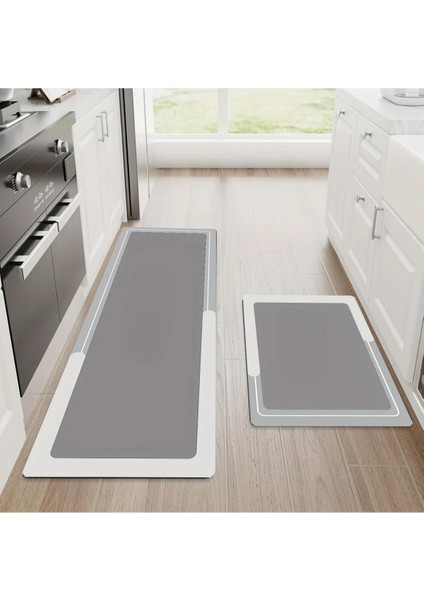 Yazısız Model Mutfak Paspası Su Emici Banyo Paspası Kaymaz Tabanlı 156X38 cm Takım 38X58 cm M-61
