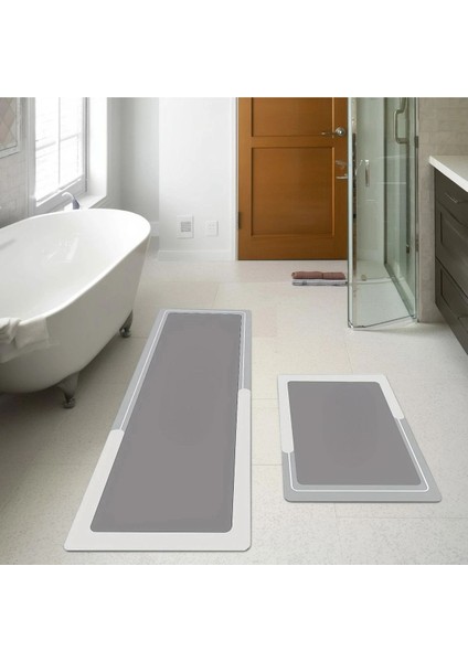 Yazısız Model Mutfak Paspası Su Emici Banyo Paspası Kaymaz Tabanlı 156X38 cm Takım 38X58 cm M-61