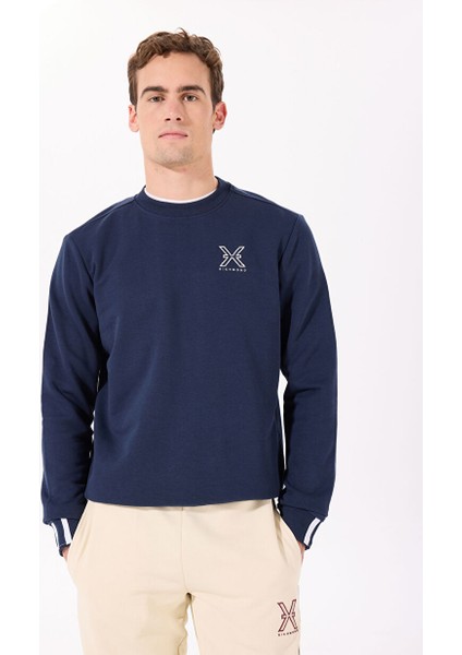 Lacivert Erkek Bisiklet Regular Fit Sweatshirt UMA24002FE