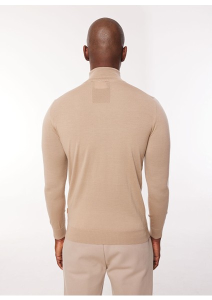 Yarım Balıkçı Yaka Slim Fit Açık Kahve Erkek Kazak A274A07EMP-