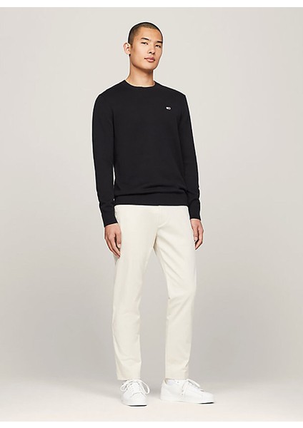 Bisiklet Yaka Slim Fit Nakışlı Siyah Erkek Kazak DM0DM18895BDS Slım Essentıal Lıght fiyatları