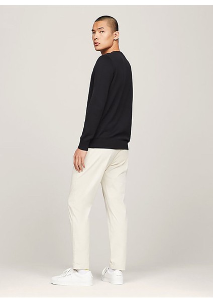 Bisiklet Yaka Slim Fit Nakışlı Siyah Erkek Kazak DM0DM18895BDS Slım Essentıal Lıght fırsatları