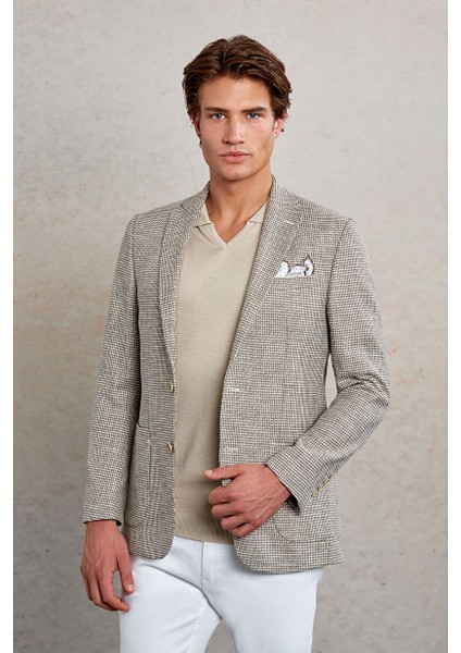 Bej Comfort Fit Desenli Mono Yaka Casual Ceket fırsatları