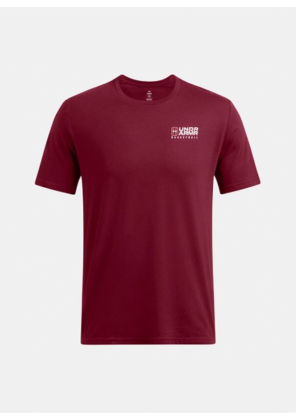 1382850-625 Ua Bball Logo Court Ss Bordo Yuvarlak Yaka Normal Kalıp Erkek T-Shirt modelleri