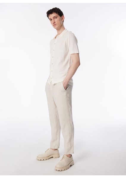 Gmg Fırenze Regular Fit Apaş Yaka Ekru Erkek Gömlek GU24MSS02001