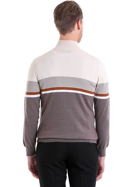 Vizon Comfort Fit Desenli Pamuklu Yarım Balıkçı Yaka Triko Kazak indirimleri